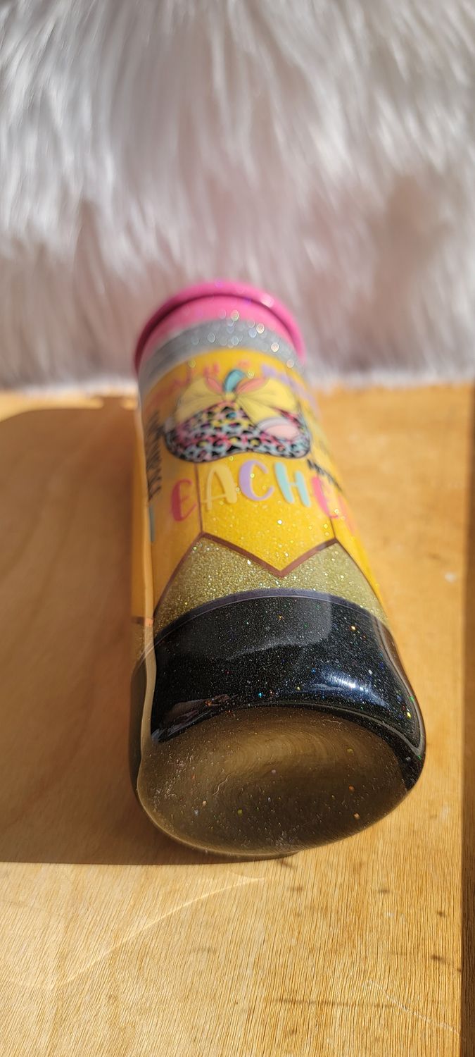 Glitter Pencil Holder with Apple &amp; Pencil decal