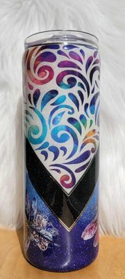 20oz Swirly V Ombre with dragonflies