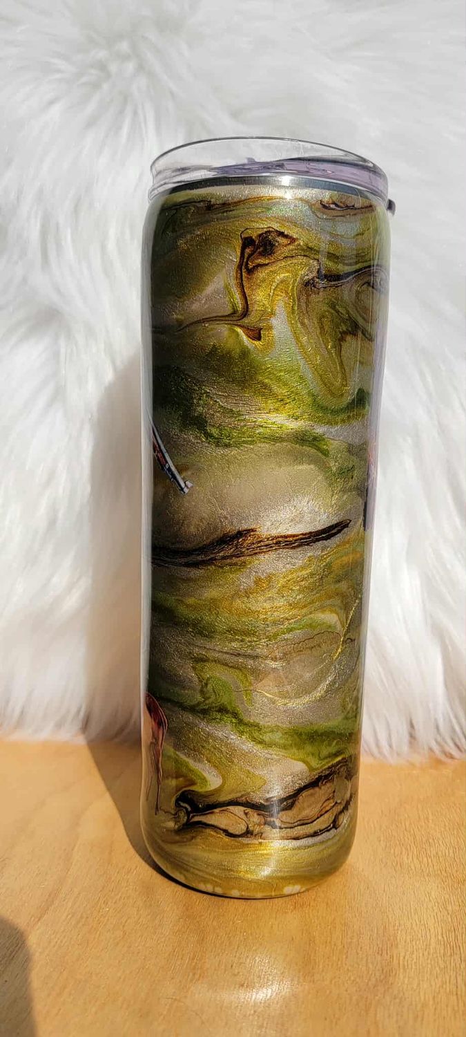 20oz Skinny Taper Light Camo Hunting Swirl