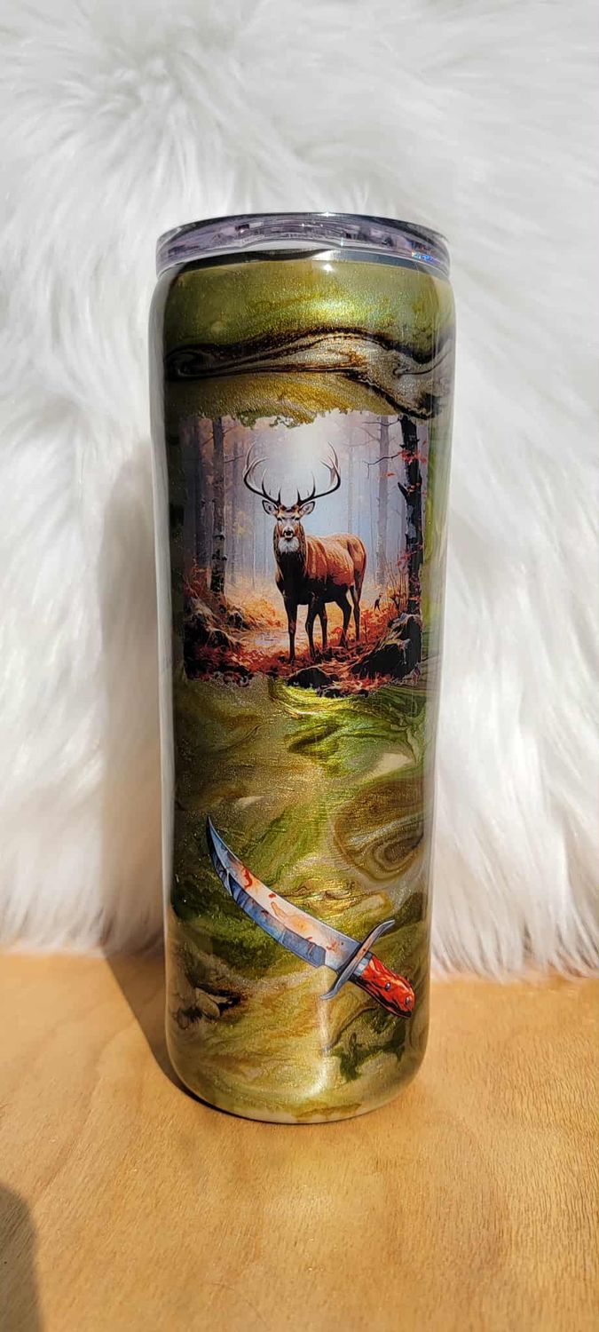 20oz Skinny Taper Light Camo Hunting Swirl