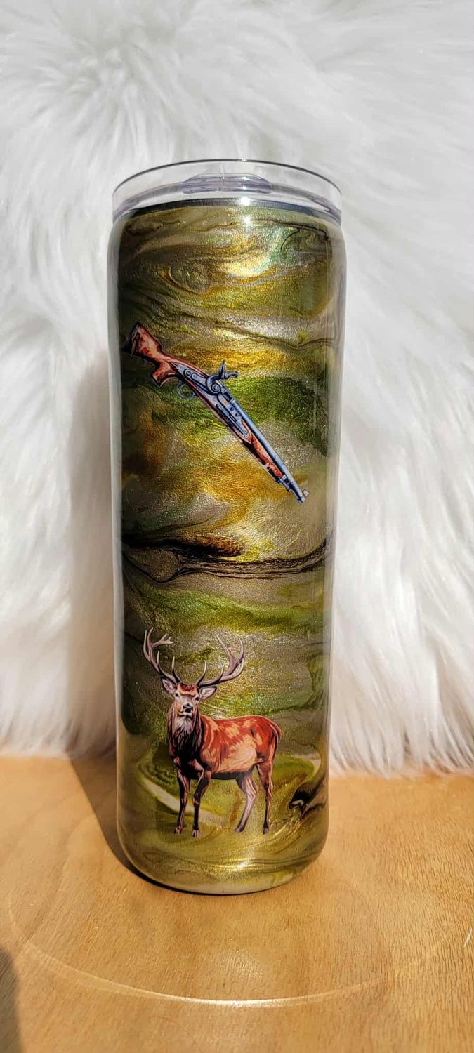 20oz Skinny Taper Light Camo Hunting Swirl