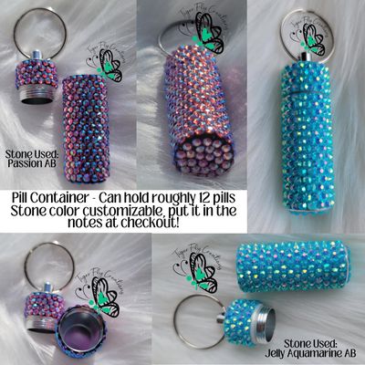 Stainless Steel Airtight Rhinestone Pill Containers