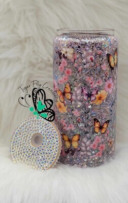 16oz Glass Snow Globe Tumbler ~ Good Energy Is Contagious