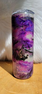 20oz Skinny Black &amp; and purple swirl Your Feelings Are Valid