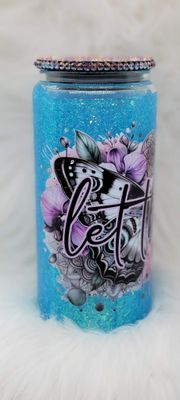 16oz Glass Snow Globe Tumbler ~ Let Them