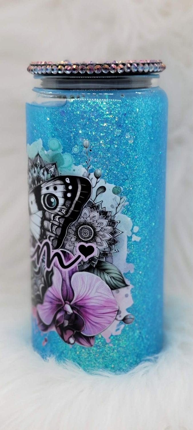 16oz Glass Snow Globe Tumbler ~ Let Them