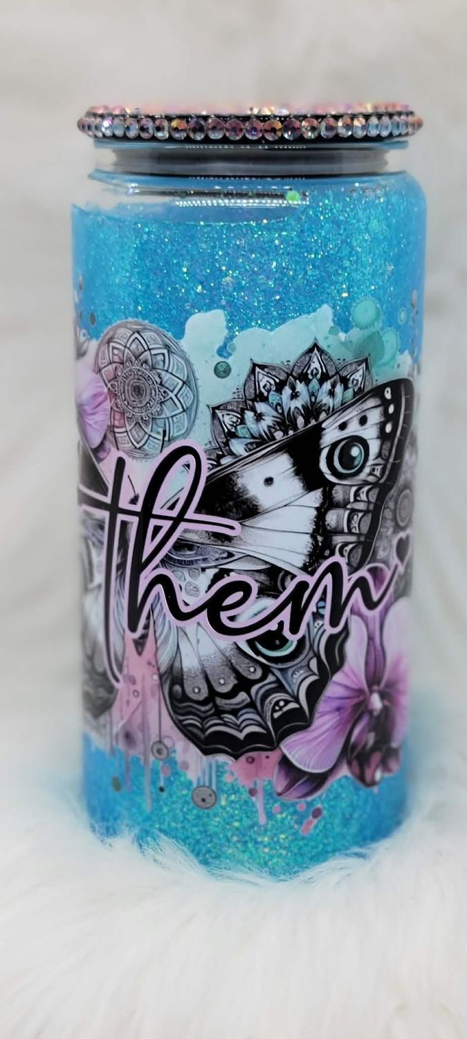 16oz Glass Snow Globe Tumbler ~ Let Them