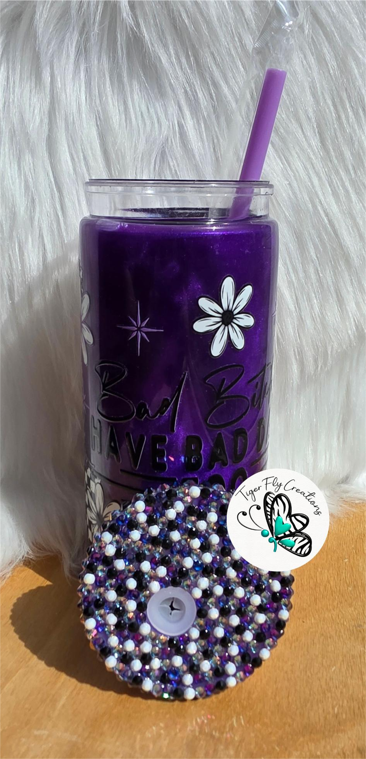 16oz Acrylic Snowglobe with Purple Cateye Effect ~ Bad Bitches Have Bad Days Too