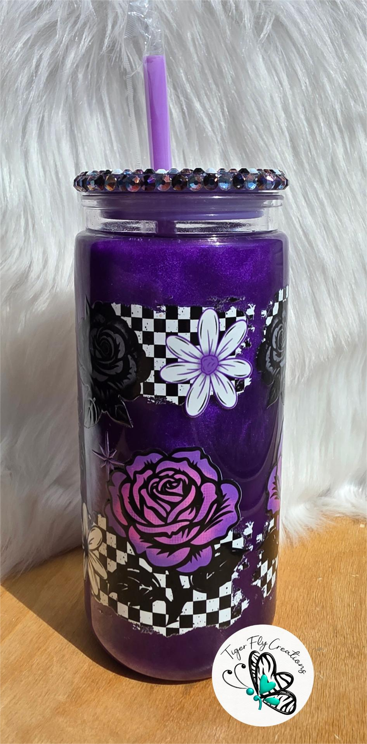 16oz Acrylic Snowglobe with Purple Cateye Effect ~ Bad Bitches Have Bad Days Too