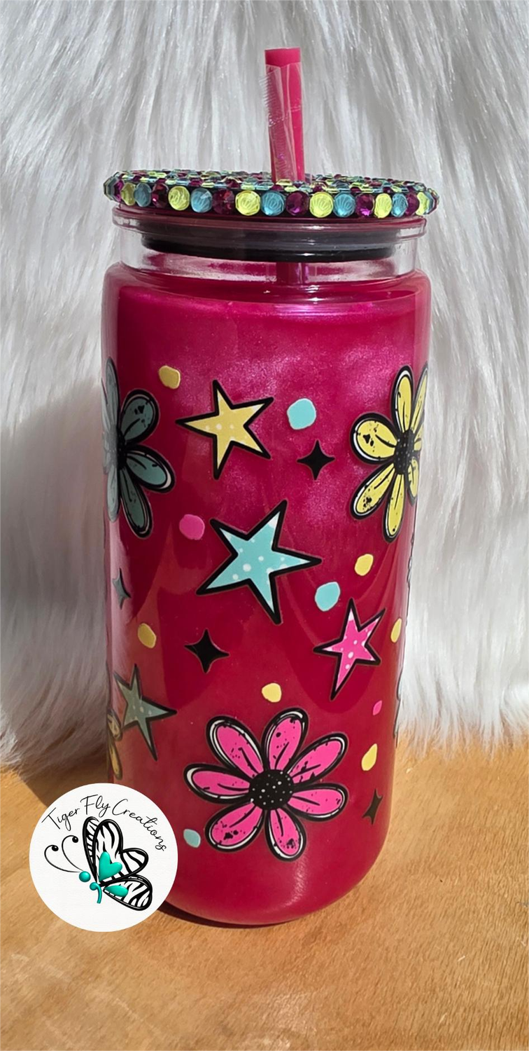 16oz Acrylic Snowglobe with Pink Cateye Effect ~ Rise &amp; Shine Not a morning person