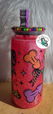 20oz Acrylic Snowglobe with Pink Glitter ~ Eat a Dick