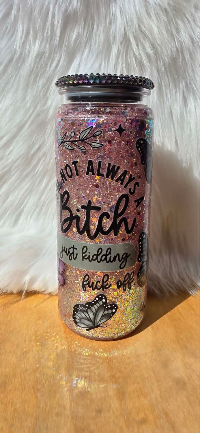 20oz Acrylic Snowglobe with Handle "I'm not always a bitch just kidding fuck off"