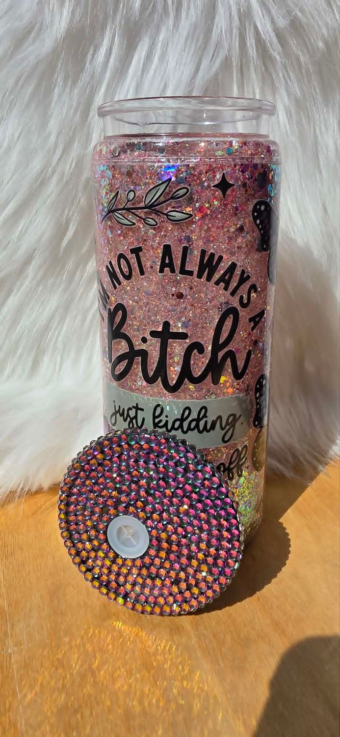 20oz Acrylic Snowglobe with Handle "I'm not always a bitch just kidding fuck off"