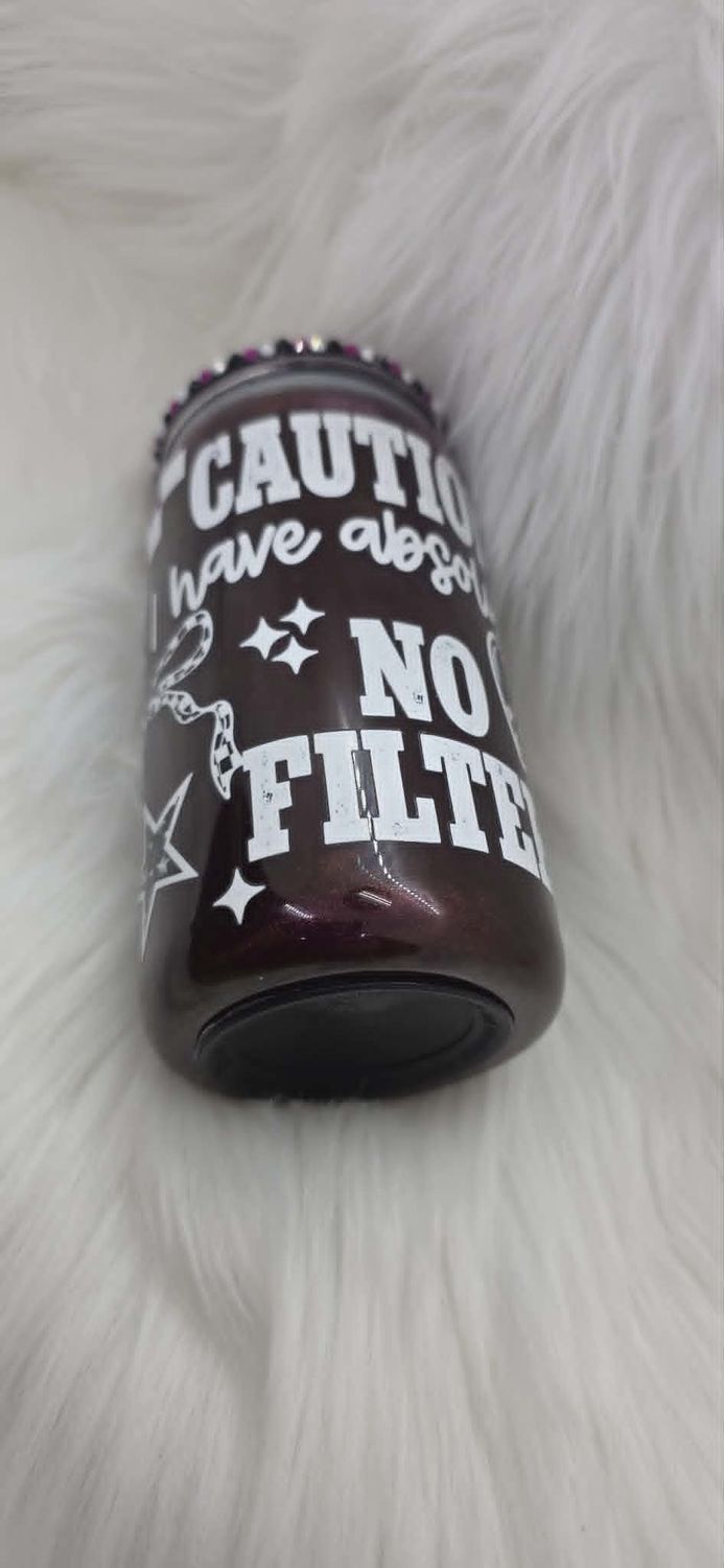 16oz Acrylic Snow Globe Cat Eye Tumbler ~ Caution I have absolutely no filter