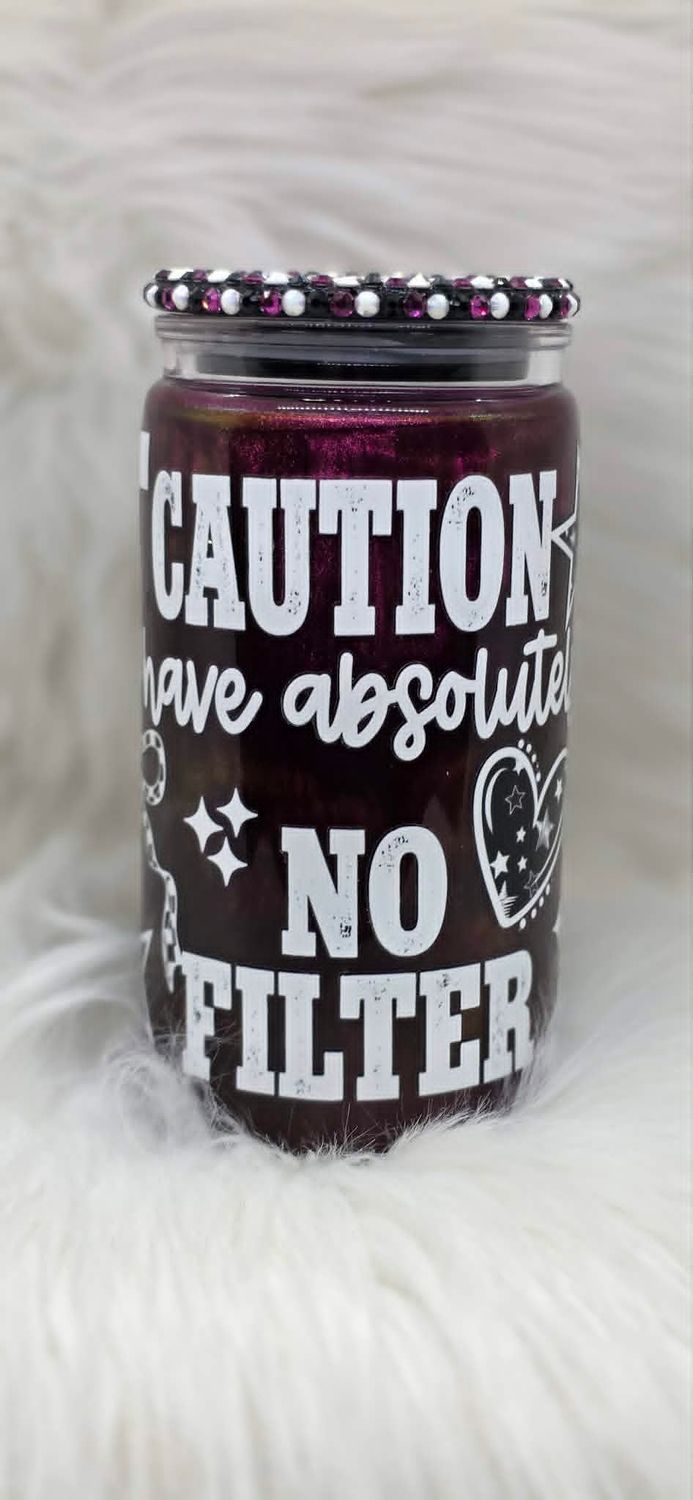 16oz Acrylic Snow Globe Cat Eye Tumbler ~ Caution I have absolutely no filter
