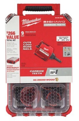 Milwaukee 9 PC BIG HAWG with Carbide Teeth Hole Saw Kit w/ PACKOUT Compact Organizer