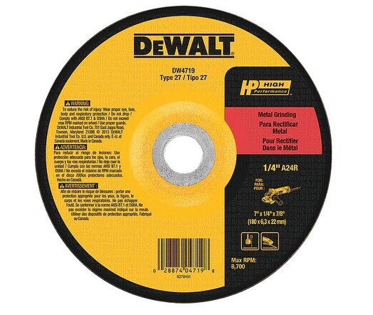 DeWalt 7&quot; x 1/4&quot; x 7/8&quot; High Performance Metal Grinding Wheel