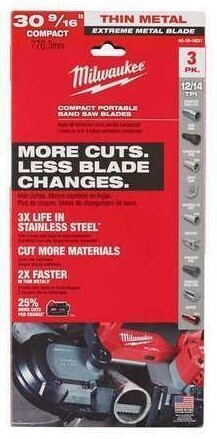 Milwaukee 30-9/16 in. 12/14 TPI Compact Extreme Thin Metal Cutting Band Saw Blade (3-Pack) For M12 FUEL Bandsaw
