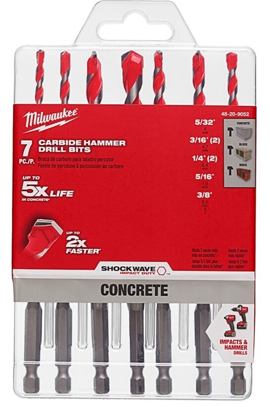 Milwaukee 7pc. SHOCKWAVE Carbide Hammer Drill Bit Kit