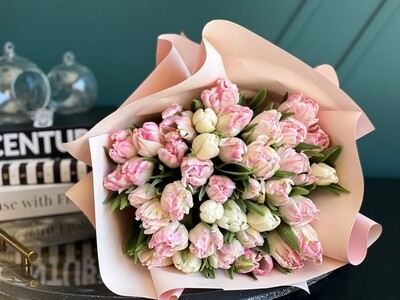 3 Dozen Pink Tulips Hand-crafted Bouquet | Luxury Flowers Miami