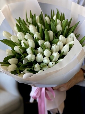 50 White tulips Hand-crafted Bouquet 50 White tulips Hand-crafted Bouquet