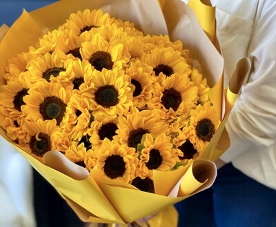 50 SUNFLOWERS HAND-CRAFTED BOUQUET