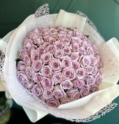 100 Light Lavender Roses Hand-crafted Bouquet