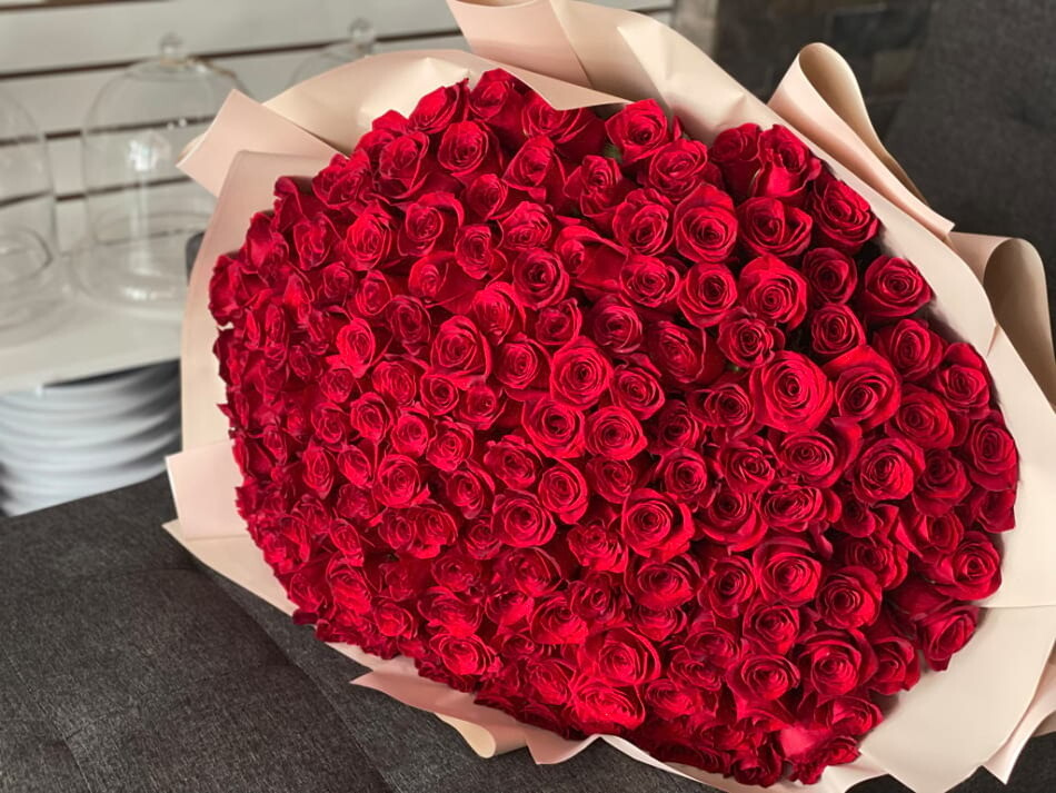 200 Red Roses Hand-Crafted Bouquet