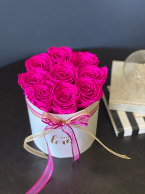 Hot Pink Forever Roses in a box