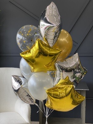 Golden and Silver Balloons Bouquet