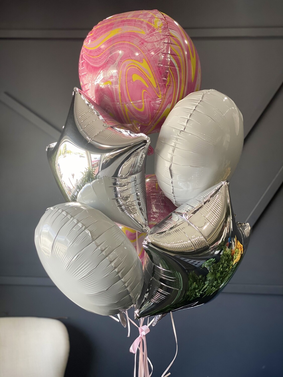 Silver and Pink Balloons Bunch