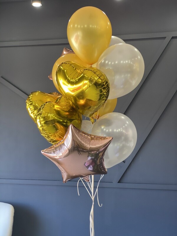 Gold, Rose Gold and White Balloons Bunch