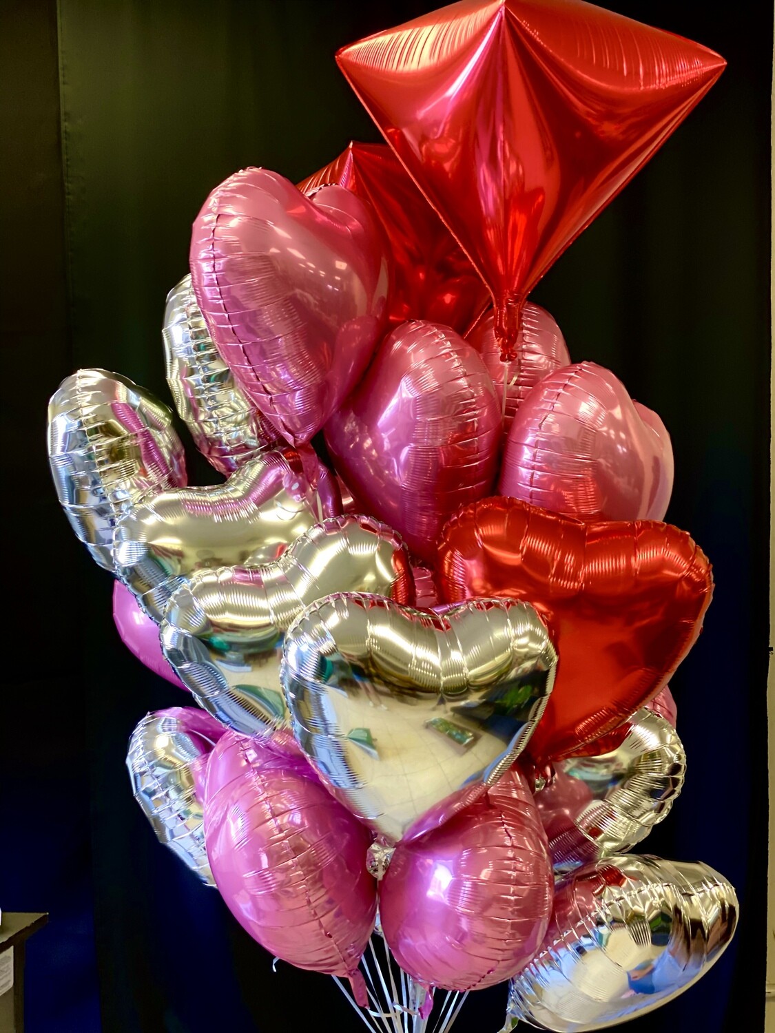 Two Dozen Silver, Red and Pink Balloons
