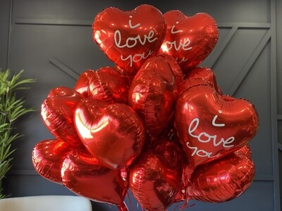 I Love You | Two Dozen Red heart-shaped Balloons
