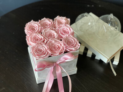 Light Pink Forever Roses in a box