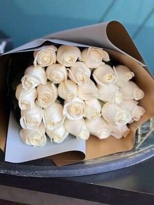 2 Dozen White Roses Bouquet