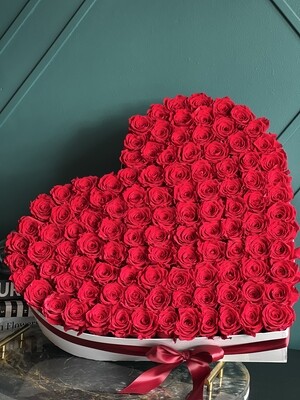 Red Heart-Shaped box with 150 forever roses