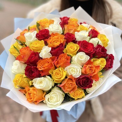 50 ASSORTED COLORS ROSES BOUQUET