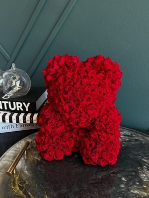 Teddy Bear with REAL MINI Forever roses