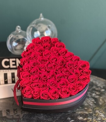 Red Heart-Shaped box with MINI Forever roses