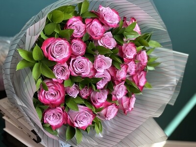 2 Dozen Deep Purple Roses Bouquet