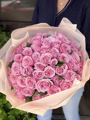 50 Pink Garden Roses Bouquet