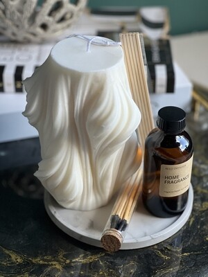Set - Scented large candles, matches and fragrant oil