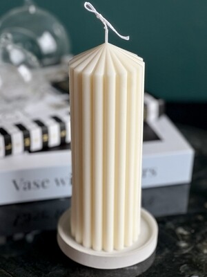 Scented large candle. Ribbed Candle