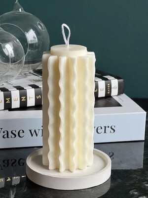 Scented large candle. Wave Candle, Unique Pillar Candle.