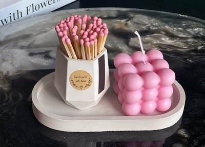 Bubble scented candle and matches set