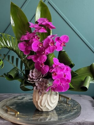 Phalaenopsis orchids design in ceramic vase