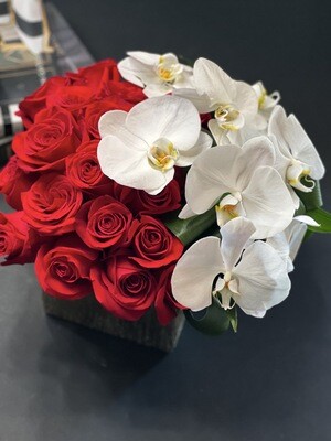 Red Roses and Orchids Design