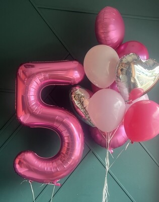 Number and balloons bouquet
