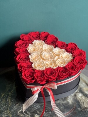 Red Heart-Shaped box with Forever roses